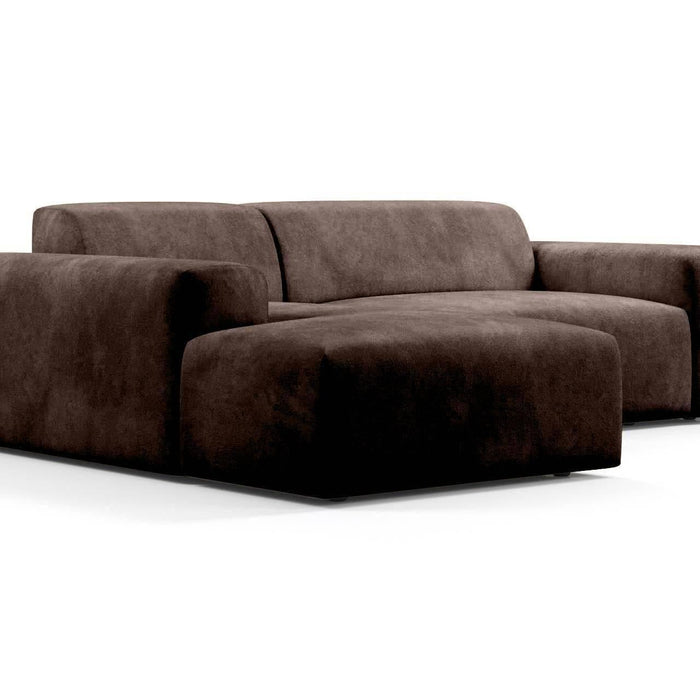 NADUVI Collection Nina Hoekbank Links - Velvet - Donkerbruin