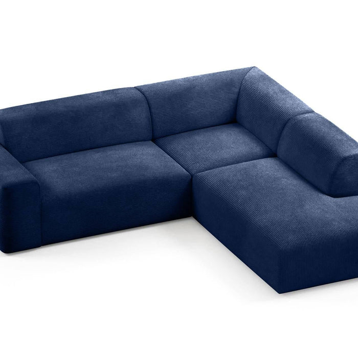 NADUVI Collection Nina Big Hoekbank Rechts - Ribstof - Donkerblauw