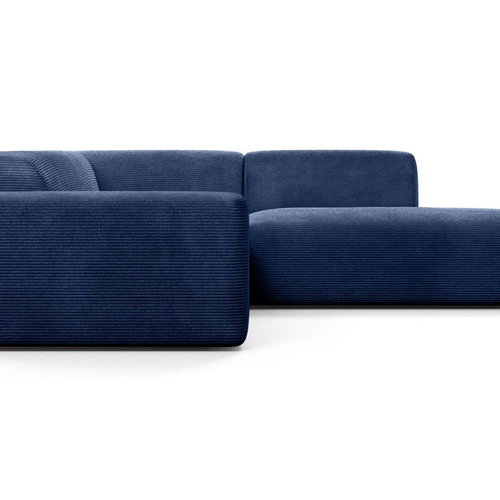 NADUVI Collection Nina Big Hoekbank Rechts - Ribstof - Donkerblauw