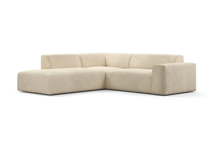 NADUVI Collection Nina Big Hoekbank Links - Ribstof - Crème