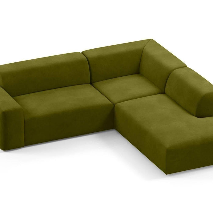 NADUVI Collection Nina Big Hoekbank Rechts - Velvet - Olijfgroen