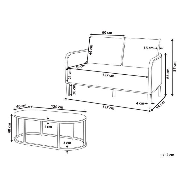 Beliani - MONTEFALCO - Tuinbank 2-zits - Wit - Aluminium