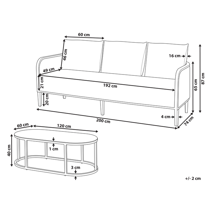 Beliani - MONTEFALCO - Tuinbank 3-zits - Wit - Aluminium