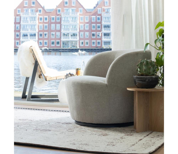 WOOOD Serra Draaifauteuil - Polyester - Zand - 75x70x69