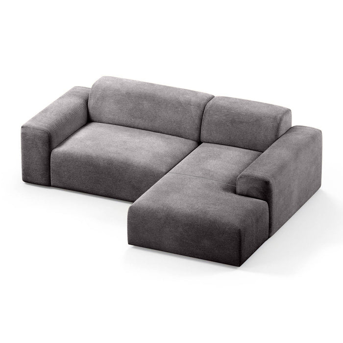 NADUVI Collection Nina Hoekbank Rechts - Ribstof - Donkergrijs