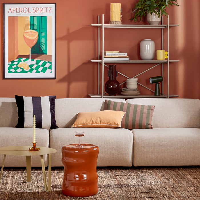 by fonQ Linen Stripe Sierkussen 40 x 60 cm - Bruin / Groen