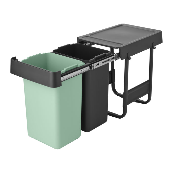 Brabantia Sort & Go Inbouw Prullenbak 2 x 15 L - Jade Green / Dark Grey