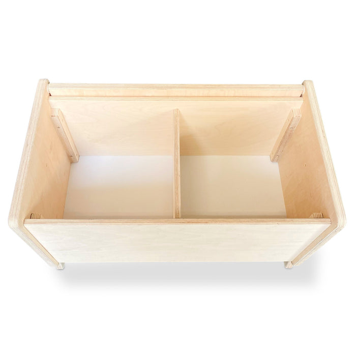 Montessori opbergkist kinderkamer | Houten boekenkist met klep - blank