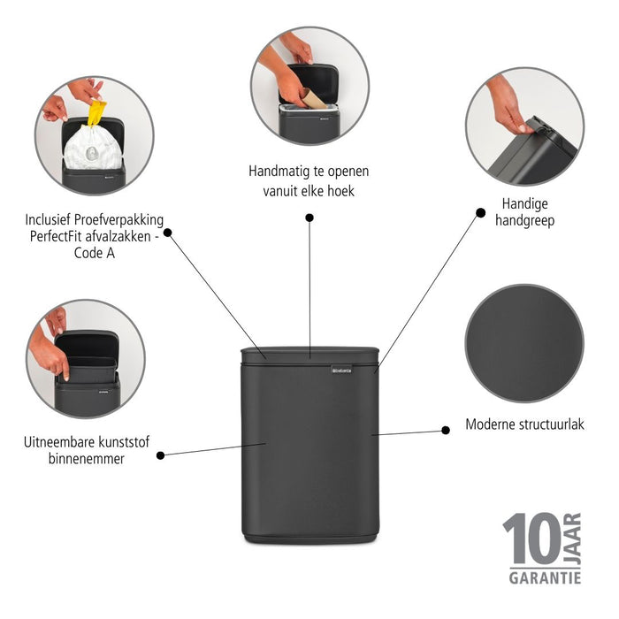Brabantia Bo Afvalemmer 4 L - Mineral Infinite Grey