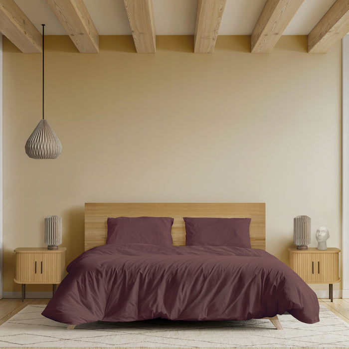 by fonQ Fresh Dekbedovertrek 200 x 200/220 cm - Aubergine