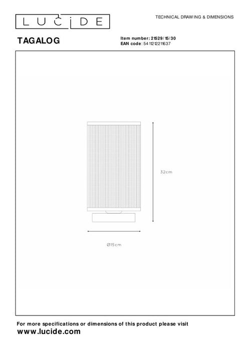 Lucide TAGALOG Tafellamp - Zwart
