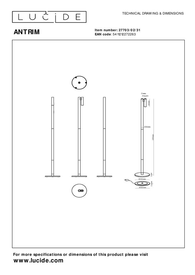 Lucide ANTRIM Leeslamp - Wit