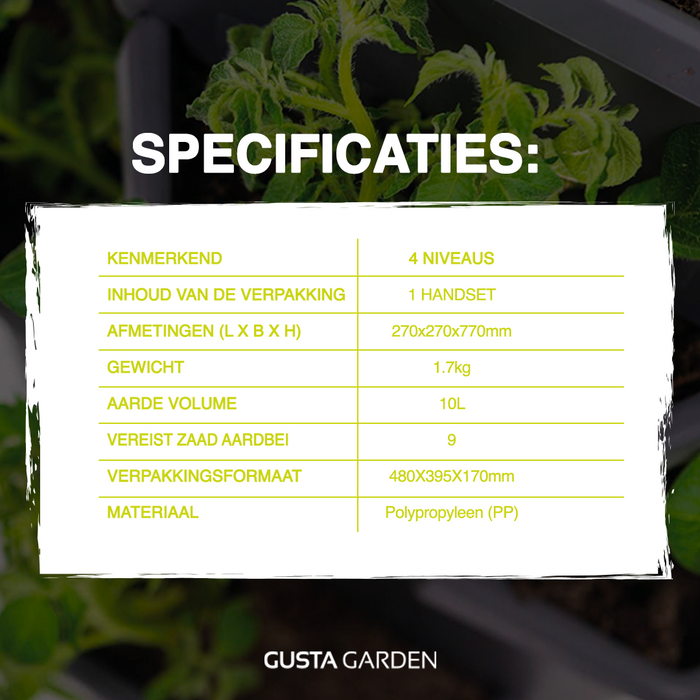 Gusta Garden - Sissi Strawberry - Hangende Planttoren - 4 niveaus