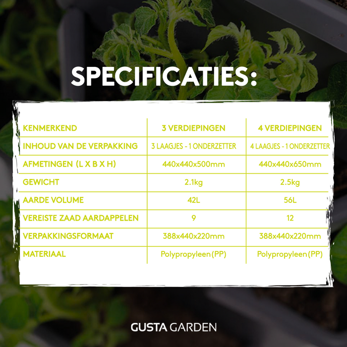 Gusta Garden - Paul Potato - Stapelbare Aardappeltoren - 3 Niveaus