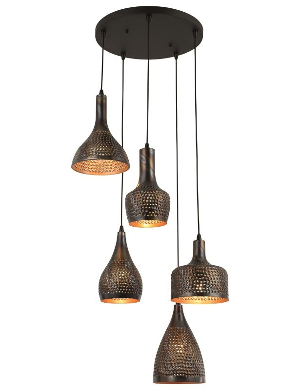 Freelight Hanglamp Fuoco Bruin Zwart 5 Lichts Ø 40cm E27 Fitting