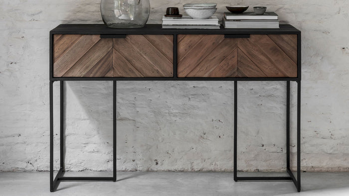 24Designs Criss Cross Sidetable - B120 X L40 X H78 Cm - Zwart|Bruin