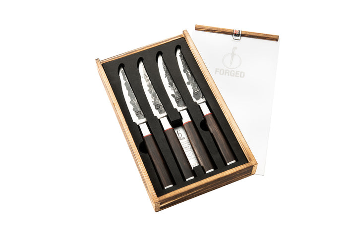 Forged Sebra Steakmessen 4-delig - Sebrahout - In Houten Giftbox