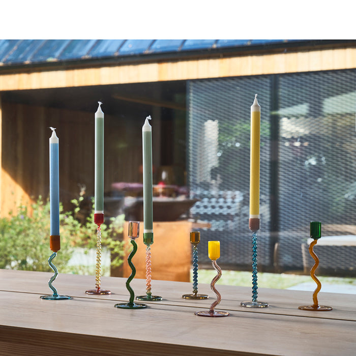 Villa Collection Styles Glazen Kandelaar Spiral - Blauw / Oranje