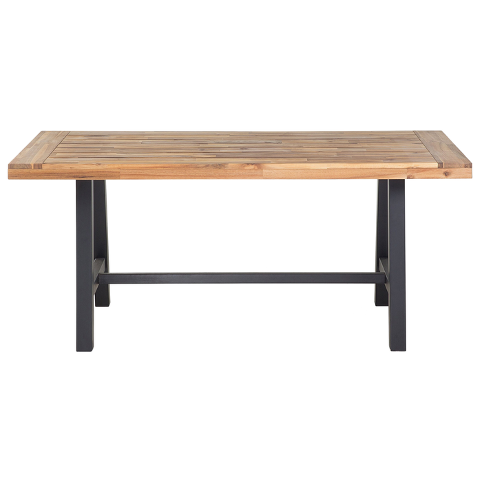 Beliani-SCANIA -Tuinset voor 6-Lichte houtkleur|Zwart-Acaciahout