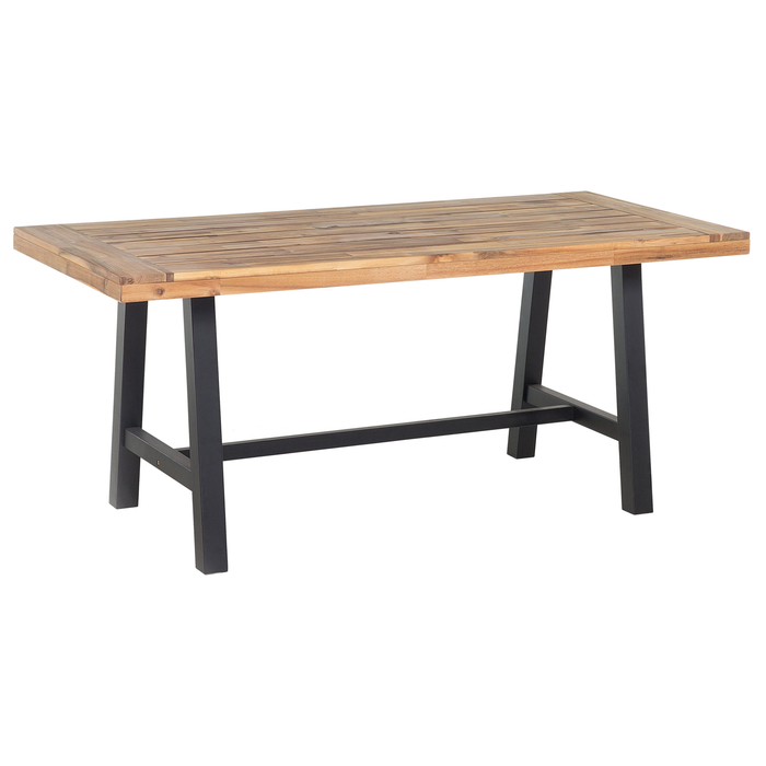 Beliani-SCANIA -Tuinset voor 6-Lichte houtkleur|Zwart-Acaciahout