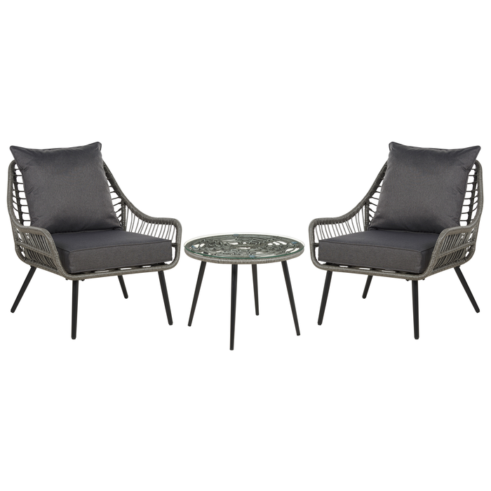 Beliani - LAURETO - Bistroset voor 2 - Grijs - PE rotan