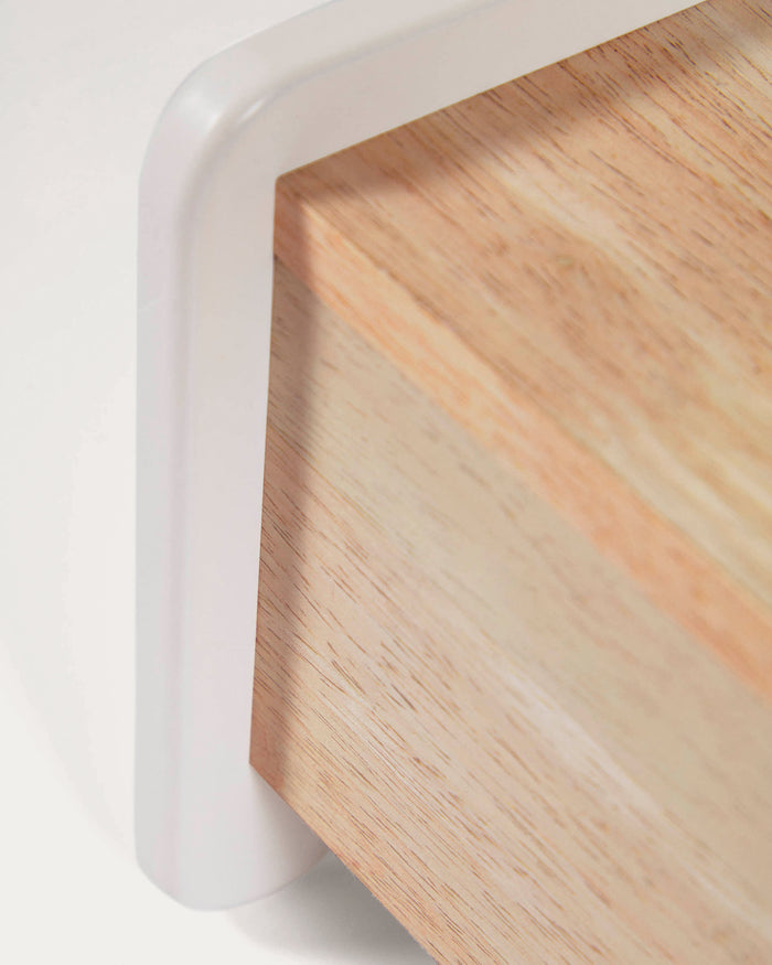 Kave Home - Cecilia kinderkruk|opstapje in massief natuurlijk en wit