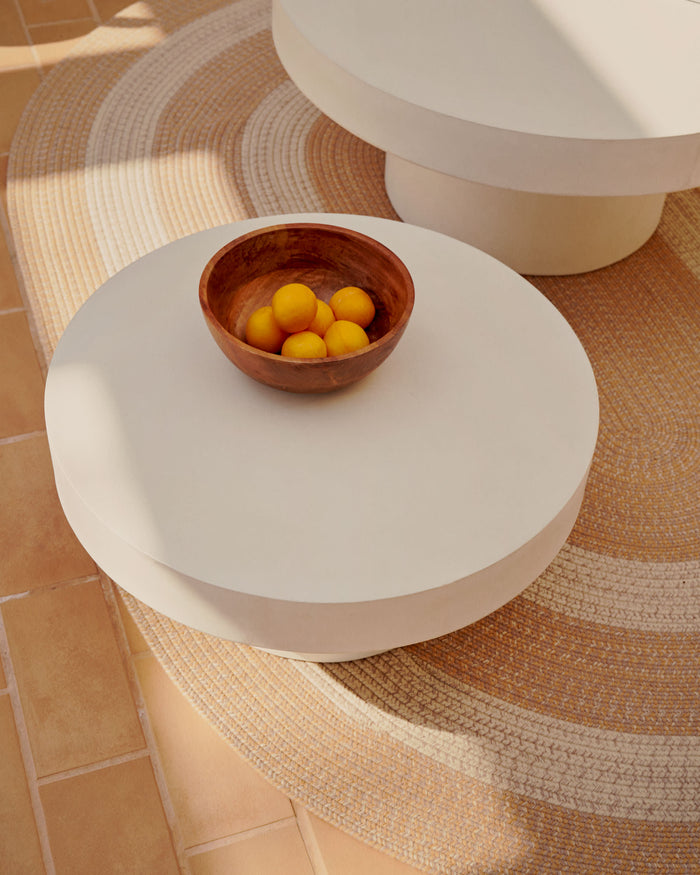 Kave Home - Aiguablava ronde salontafel in wit cement, Ø 66 cm
