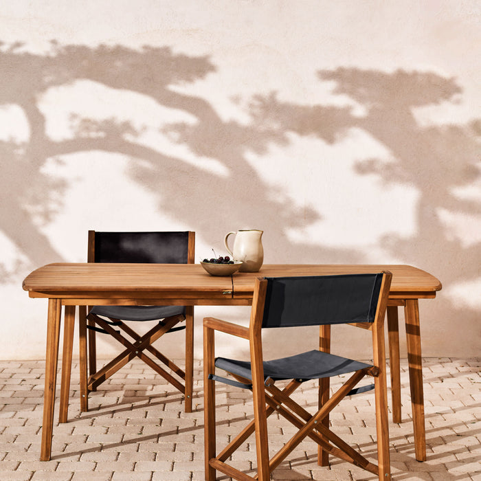 Kave Home - Thianna opvouwbare tuinstoel in zwart met massief