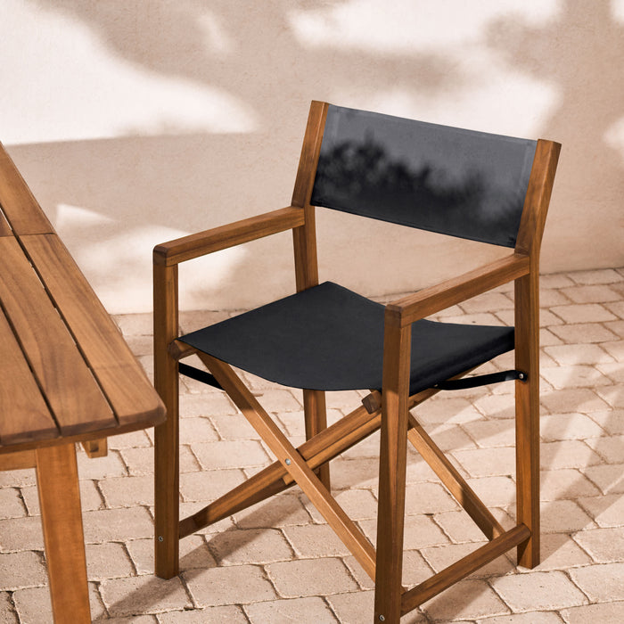 Kave Home - Thianna opvouwbare tuinstoel in zwart met massief