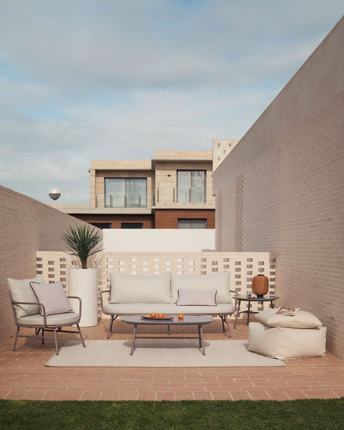 Kave Home - Fauteuil Bramant in staal met mauve afwerking