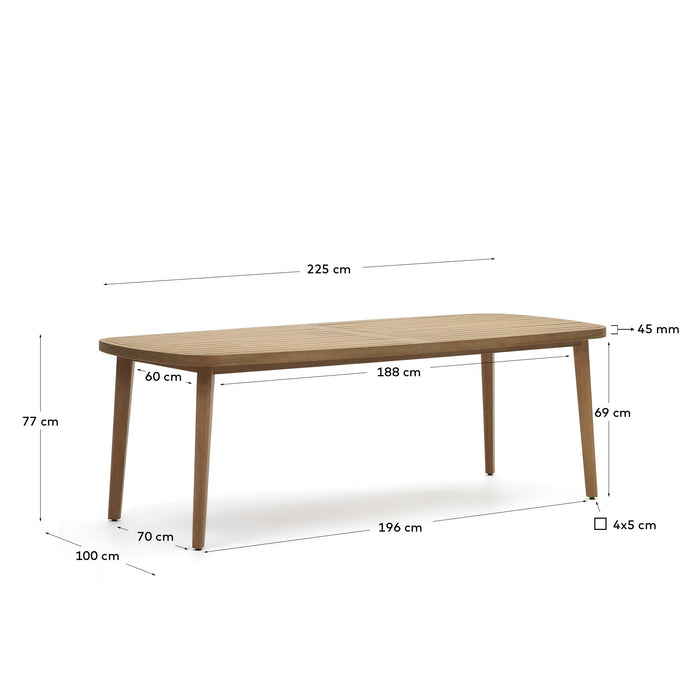 Kave Home - Maset 100% buitentafel in massief eucalyptushout 225 x 100