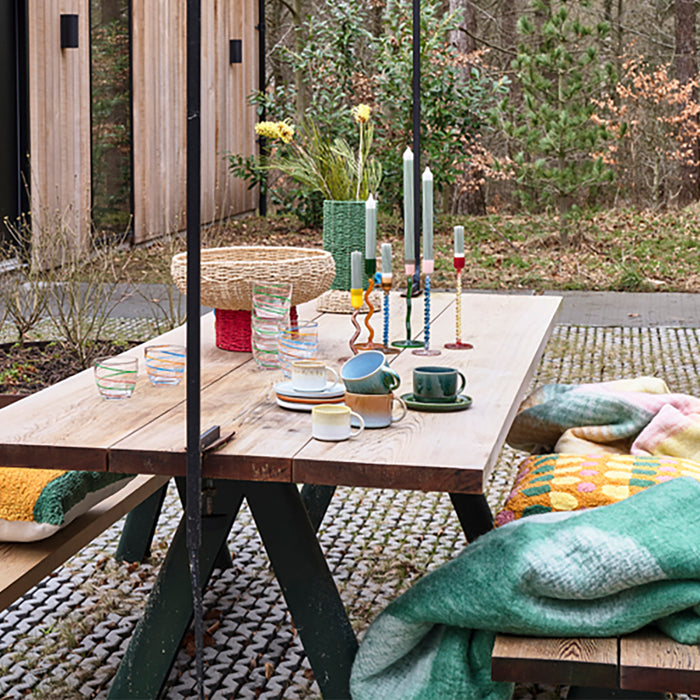 Villa Collection Styles Glazen Kandelaar Twist - Blauw / Oranje