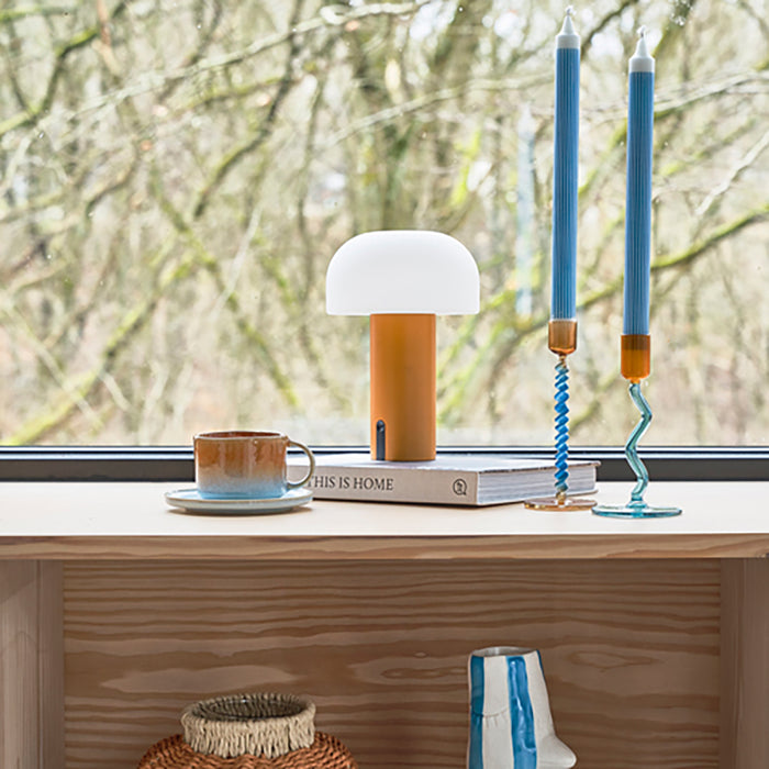 Villa Collection Styles Glazen Kandelaar Twist - Blauw / Oranje