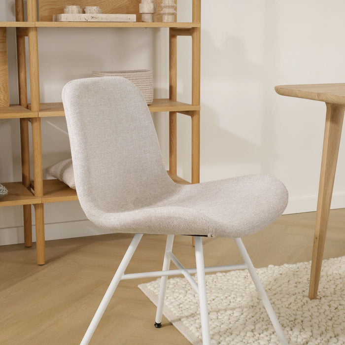 Nolon Noa-Fé Eetkamerstoel Beige - Stof - Wit Onderstel