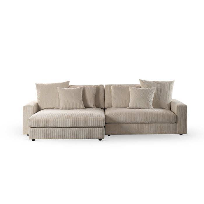Vurna Sydney 3-zits hoekbank links|rechts ribstof - naturel