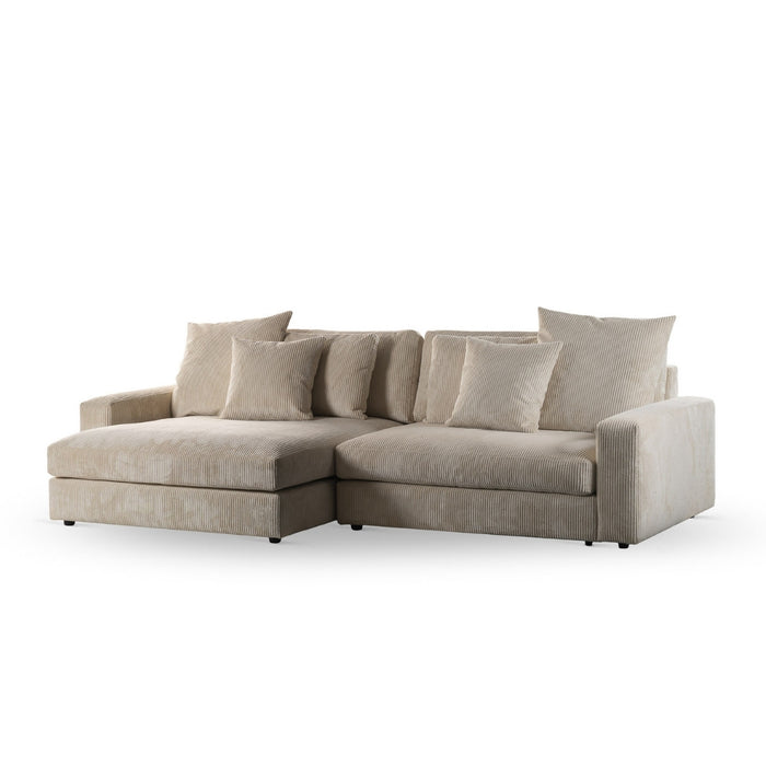 Vurna Sydney 3-zits hoekbank links|rechts ribstof - naturel