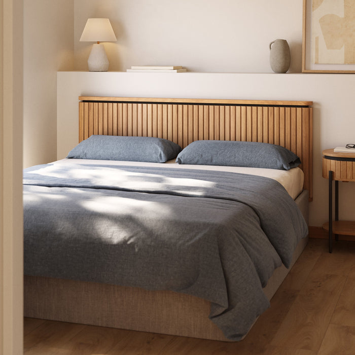 Kave Home - Licia massief mangohout en metalen hoofdeinde met zwarte