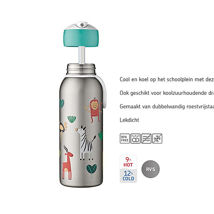 Isoleerfles flip-up Campus 350 ml - Animal Friends