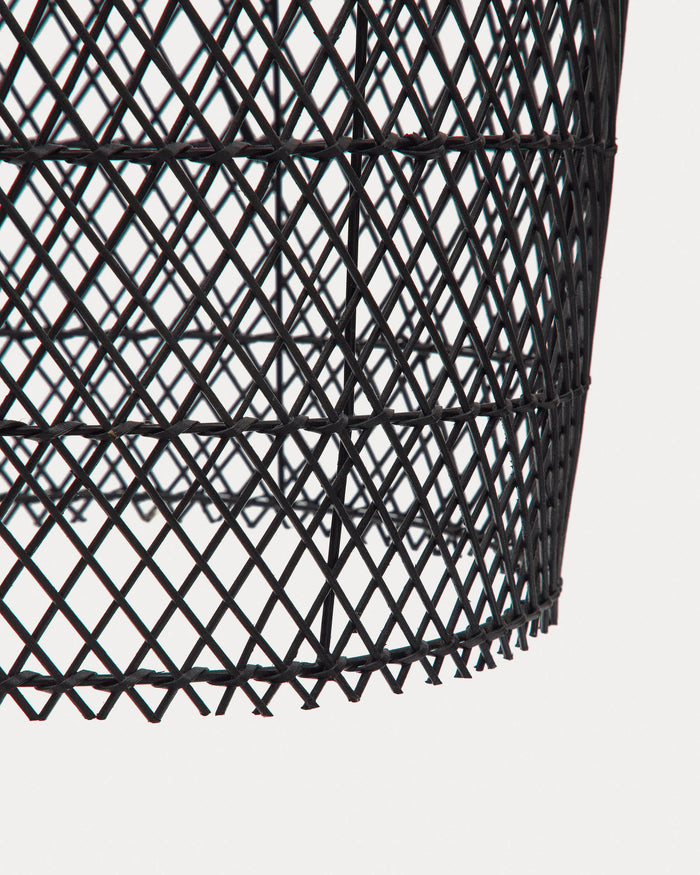 Kave Home - Domitila lampenkap in rotan met zwart geschilderde