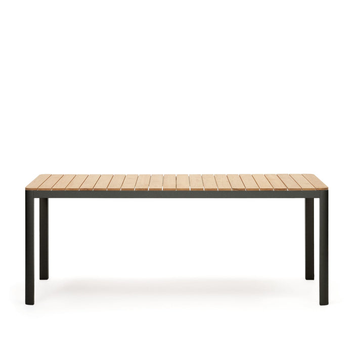 Kave Home - Bona 100% buitentafel in massief teakhout en aluminium met