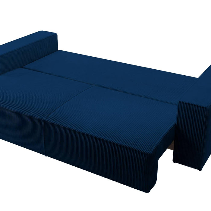 NADUVI Collection Galine 3-zitsbank met Slaapfunctie - Ribstof - Donkerblauw