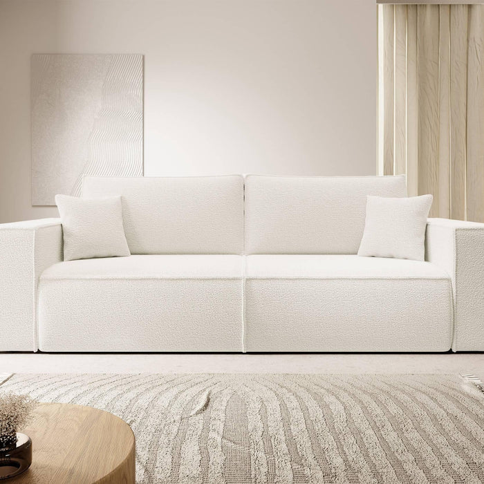 NADUVI Collection Galine 3-zitsbank met Slaapfunctie - Bouclé - Wit