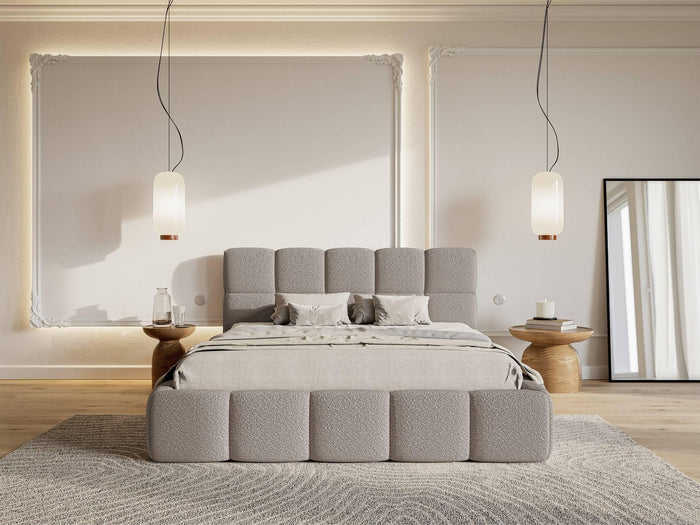 NADUVI Collection Chloe Bedframe 160 x 200 cm - met Opbergvak - Bouclé - Taupe