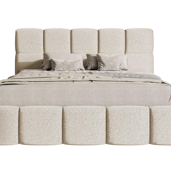 NADUVI Collection Chloe Bedframe 140 x 200 cm - Chenille - Lichtbeige