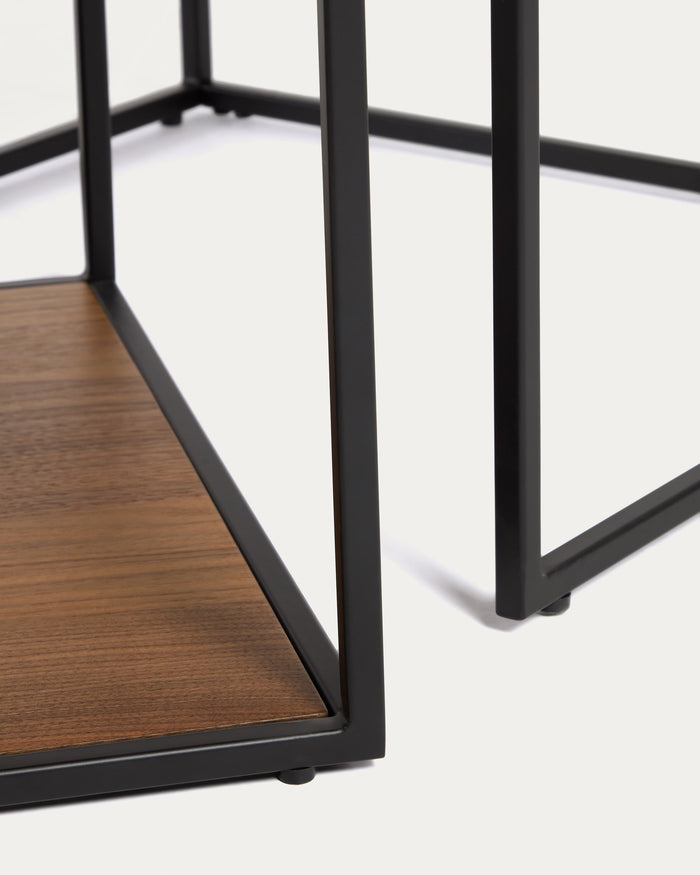 Kave Home - Yoana set van 2 bijzettafels in walnootfineer met zwart