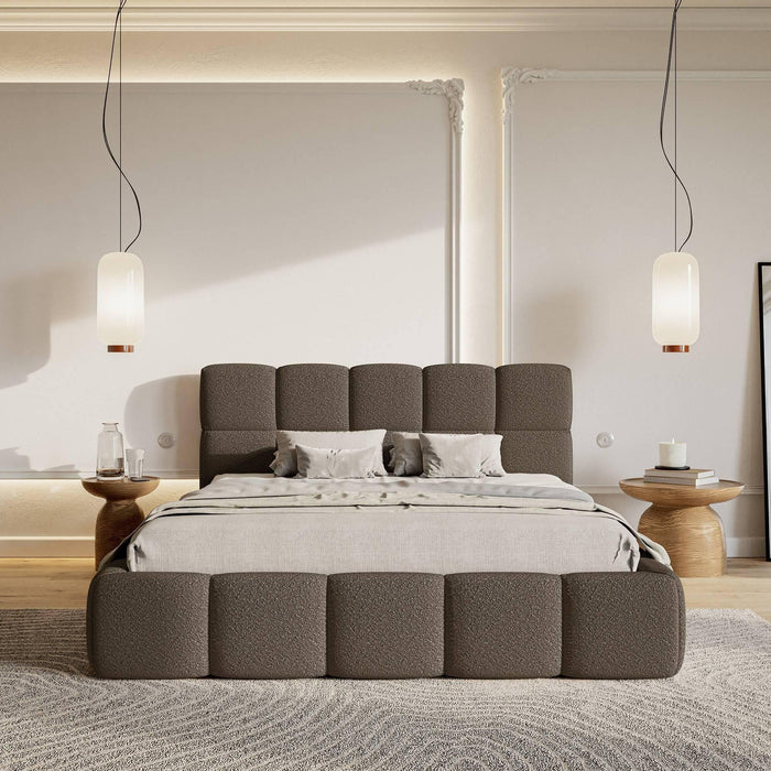 NADUVI Collection Chloe Bedframe 180 x 200 cm - met Opbergvak - Bouclé - Donkerbruin