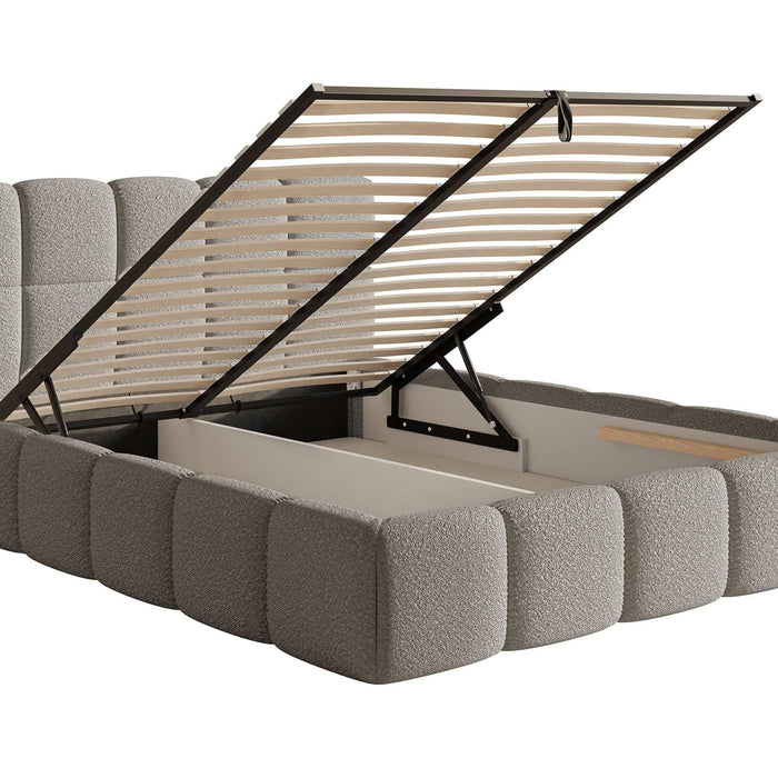 NADUVI Collection Chloe Bedframe 180 x 200 cm - met Opbergvak - Bouclé - Grijs