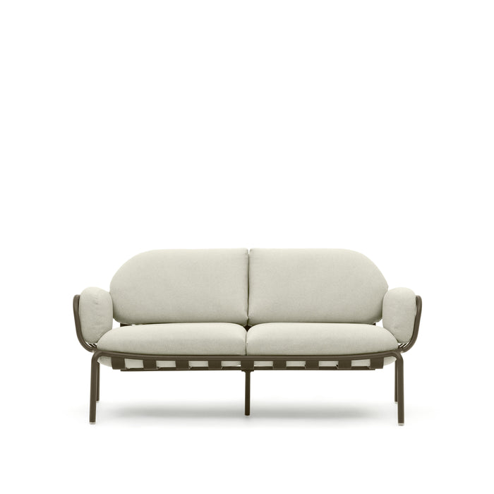 Kave Home - Joncols 2 zits buitenbank in aluminium met groen gelakte