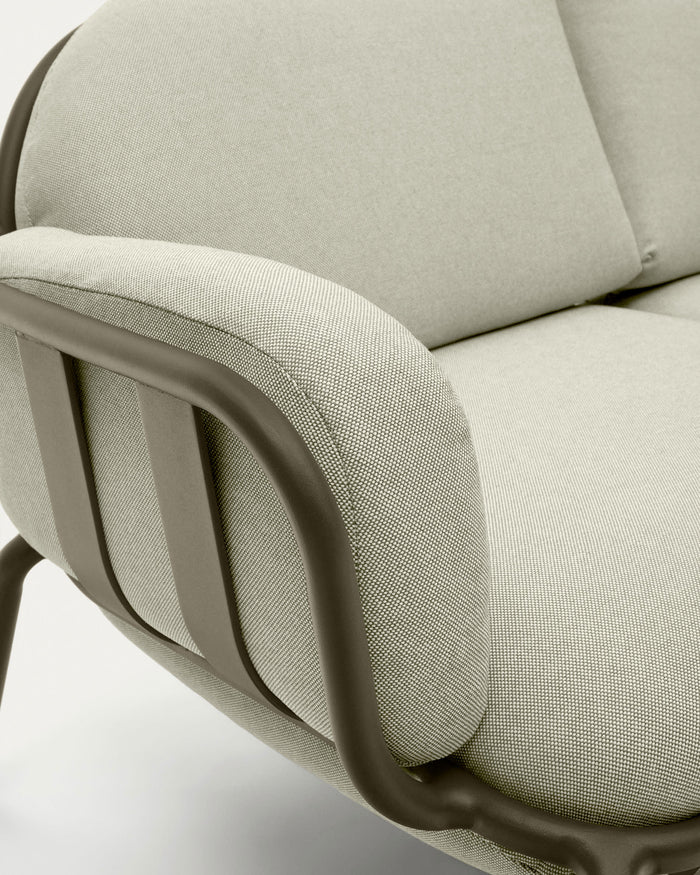 Kave Home - Joncols 2 zits buitenbank in aluminium met groen gelakte