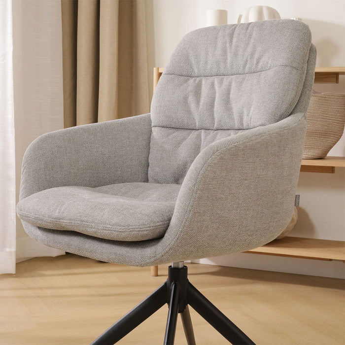 Nolon Nola-Mia Eetkamerstoel Grijs - Draaibaar - Armleuning - Zwart